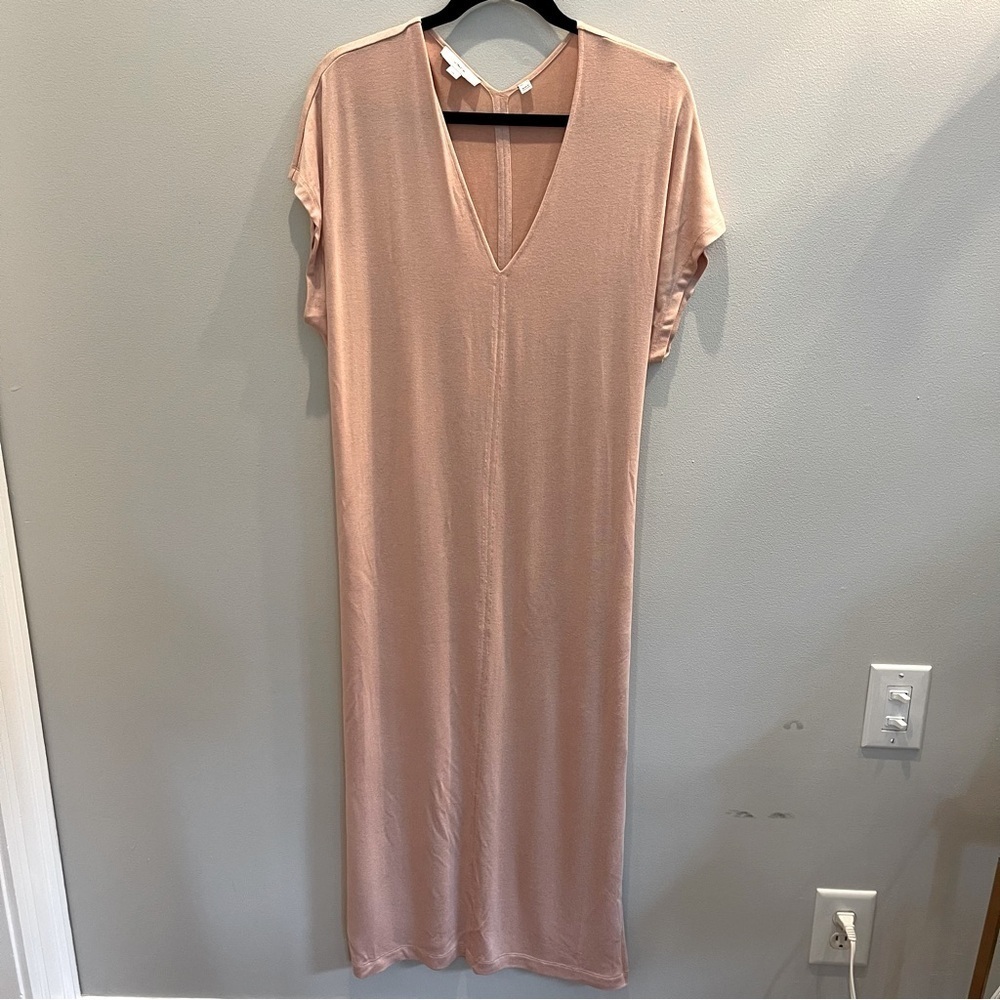 VINCE Maxi Dress Dusty Pink V-Neck Casual Resort wear Women’s Large Rope belt